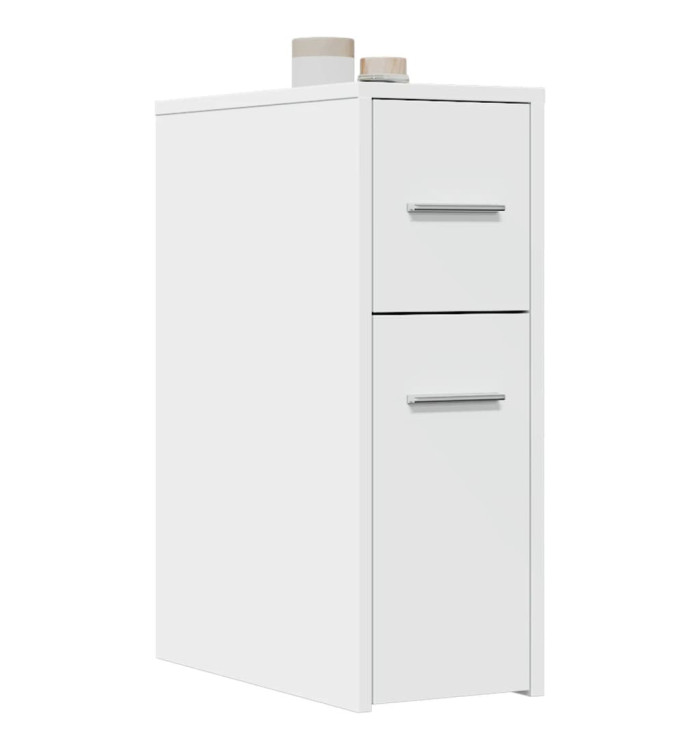 Armoire de salle de bain étroite avec roulettes blanc | Mobilier & Déco