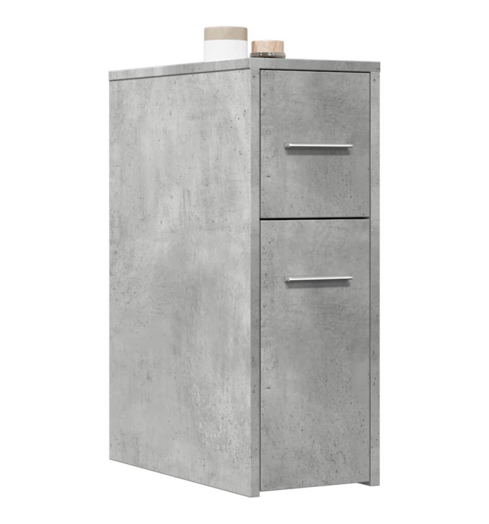 Armoire de salle de bain étroite avec roulettes gris béton | Mobilier & Déco