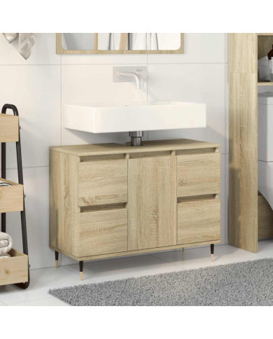Armoire salle de bain chêne sonoma 80x33x60cm bois d'ingénierie | Mobilier & Déco