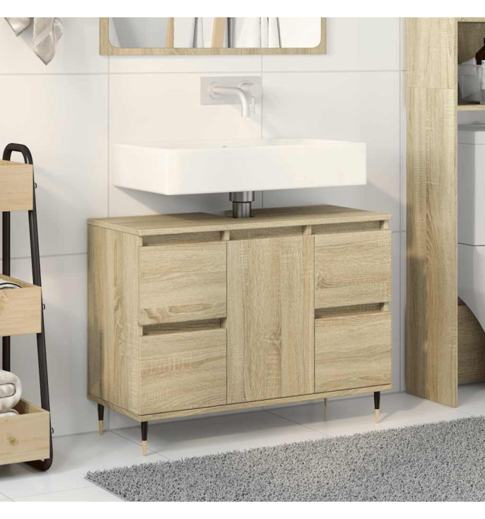 Armoire salle de bain chêne sonoma 80x33x60cm bois d'ingénierie | Mobilier & Déco