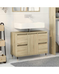 Armoire salle de bain chêne sonoma 80x33x60cm bois d'ingénierie | Mobilier & Déco