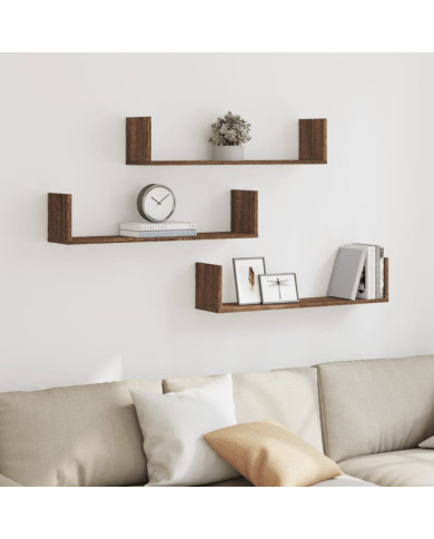 Étagères murales 3pcs chêne marron 80x18x18cm bois d'ingénierie | Mobilier & Déco