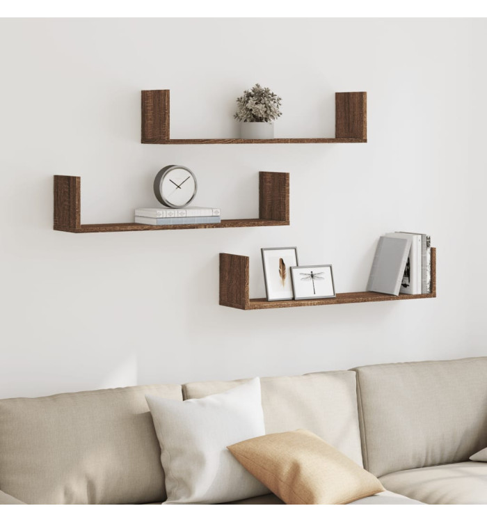 Étagères murales 3pcs chêne marron 80x18x18cm bois d'ingénierie | Mobilier & Déco