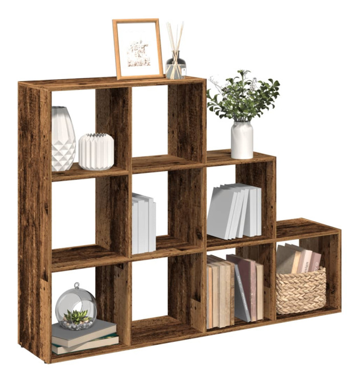 Étagère séparatrice de pièce à 3 niveaux vieux bois | Mobilier & Déco