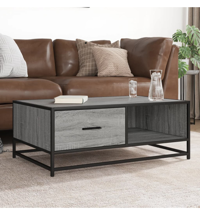 Table basse sonoma gris 90x57x35 cm bois d'ingénierie et métal | Mobilier & Déco