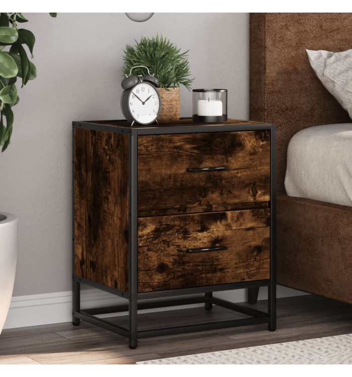 Table de chevet chêne fumé 40x31x50 cm bois d'ingénierie | Mobilier & Déco