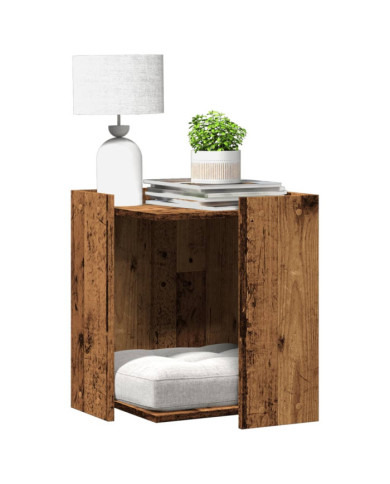 Meuble de bac à litière pour chat vieux bois bois d'ingénierie | Mobilier & Déco