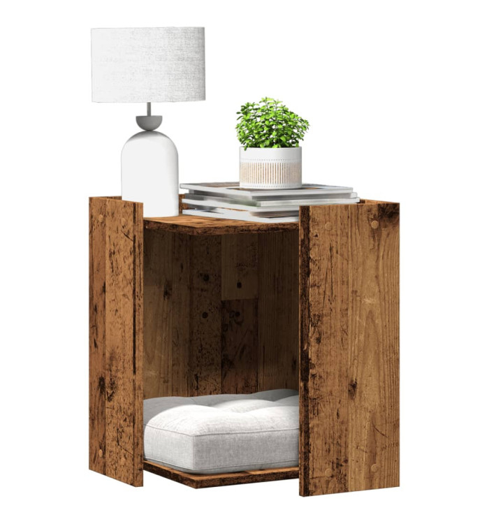 Meuble de bac à litière pour chat vieux bois bois d'ingénierie | Mobilier & Déco