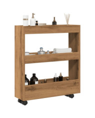 Chariot de rangement étroit 3 niveaux chêne artisanal | Mobilier & Déco
