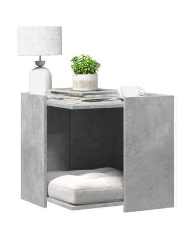 Meuble de bac à litière pour chat gris béton bois d'ingénierie | Mobilier & Déco
