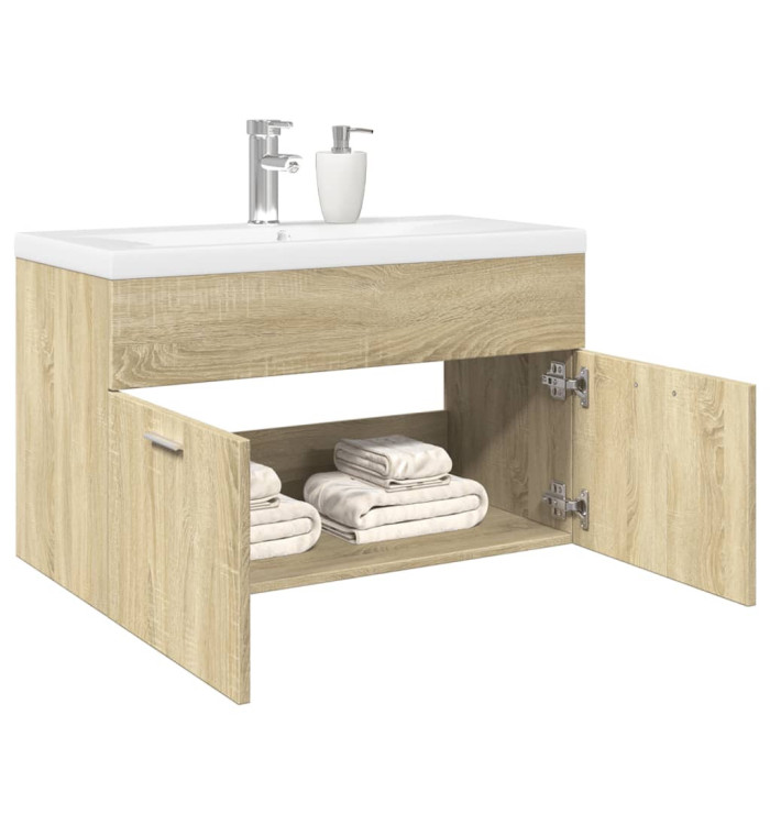 Armoire lavabo de salle de bain et bassin intégré chêne sonoma | Mobilier & Déco