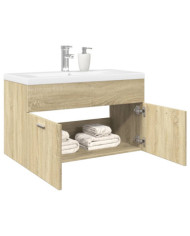 Armoire lavabo de salle de bain et bassin intégré chêne sonoma | Mobilier & Déco