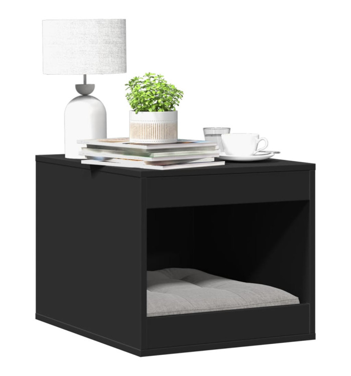 Meuble de bac à litière pour chat noir bois d'ingénierie | Mobilier & Déco