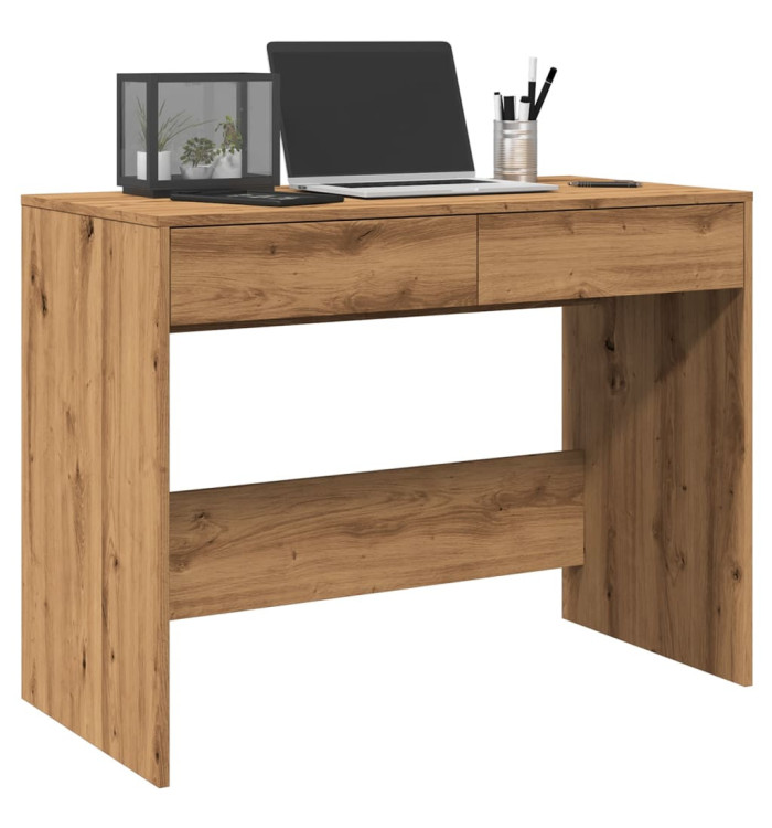 Bureau chêne artisanal 101x50x76,5 cm bois d'ingénierie | Mobilier & Déco