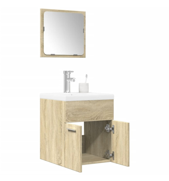 Ensemble de meubles de salle de bain 3 pcs chêne sonoma | Mobilier & Déco
