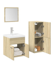 Ensemble de meubles de salle de bain 4 pcs chêne sonoma | Mobilier & Déco