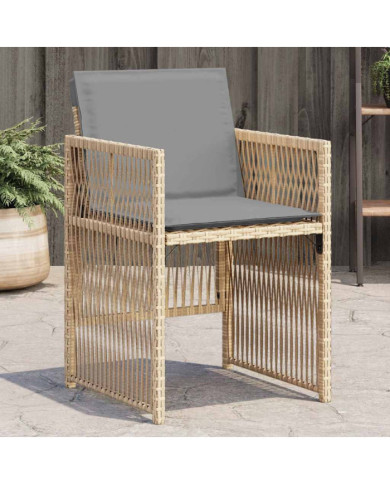 Chaises de jardin avec coussins lot de 4 mélange beige | Mobilier & Déco