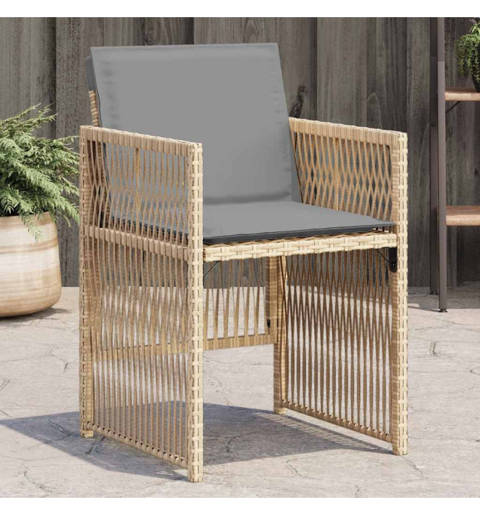 Chaises de jardin avec coussins lot de 4 mélange beige | Mobilier & Déco