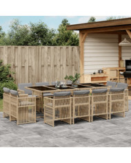 Ensemble à manger de jardin coussins 13 pcs mélange beige rotin | Mobilier & Déco