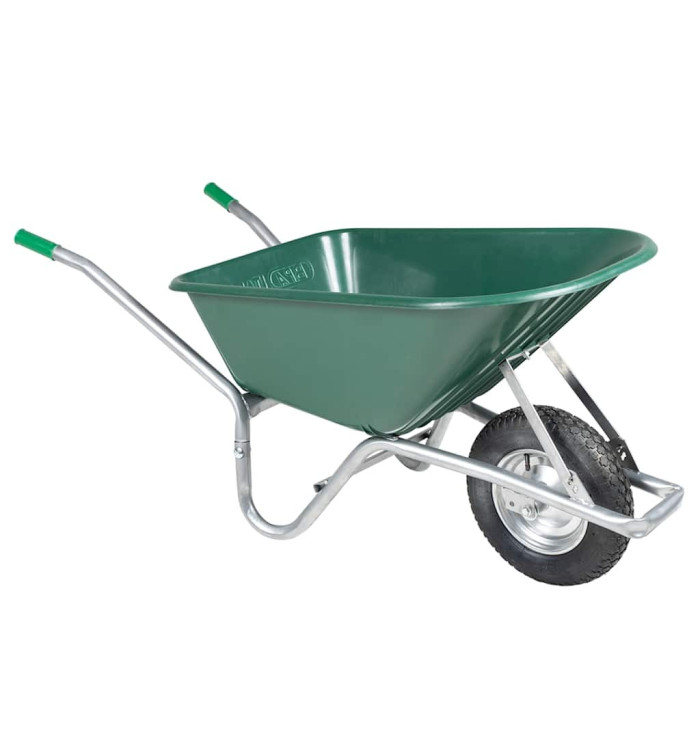 Brouette vert 90 L 150 kg acier galvanisé et plastique | Mobilier & Déco