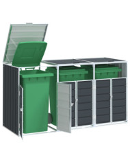 Rangement à roulettes pour poubelles pour trois bacs acier | Mobilier & Déco