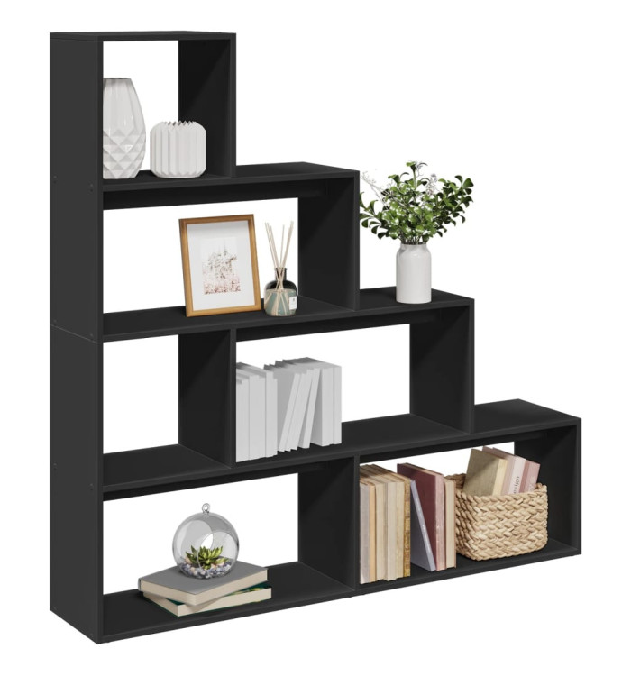 Étagère séparatrice de pièce 4 niveaux noir 143,5x29x143,5 cm | Mobilier & Déco