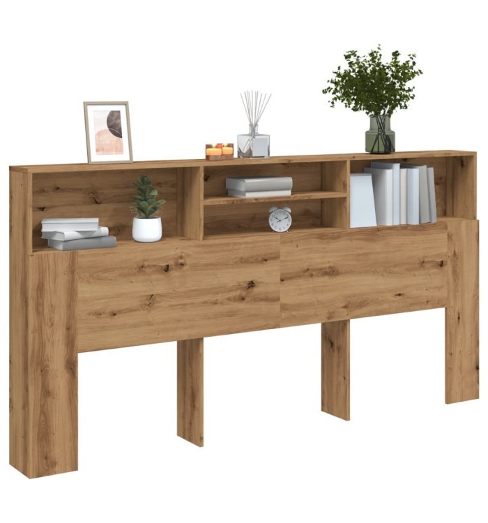 Armoire de tête de lit chêne artisanal 200x19x103,5 cm | Mobilier & Déco