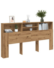 Armoire de tête de lit chêne artisanal 200x19x103,5 cm | Mobilier & Déco