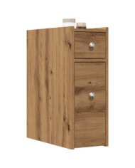 Armoire de salle de bain étroite avec roulettes chêne artisanal | Mobilier & Déco
