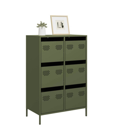 Buffet haut vert olive 68x39x101,5 cm acier | Mobilier & Déco