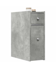 Armoire de salle de bain étroite avec roulettes gris béton | Mobilier & Déco