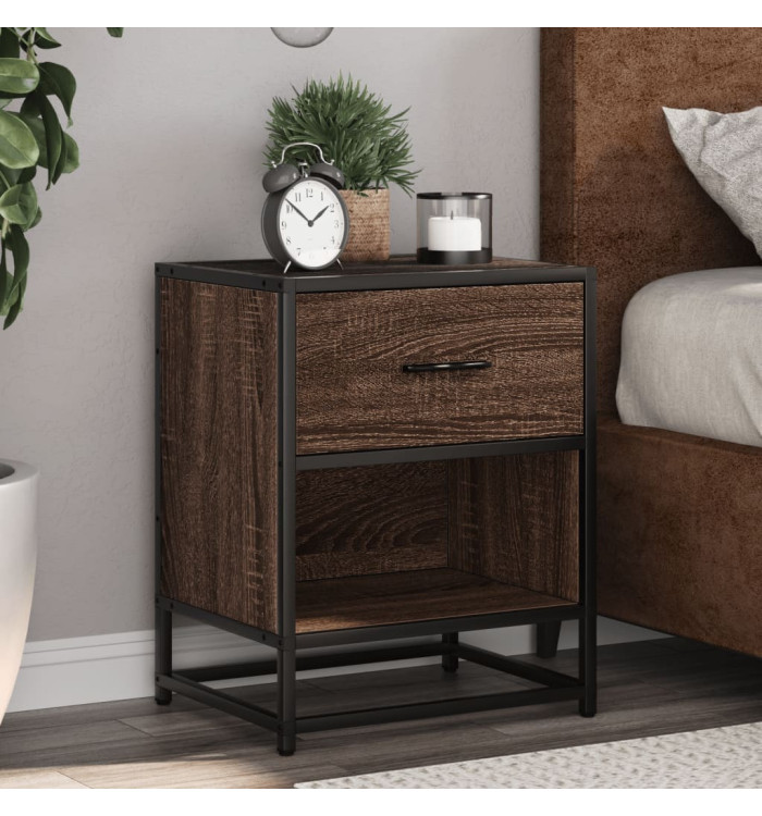 Table de chevet chêne marron 40x31x50 cm bois d'ingénierie | Mobilier & Déco