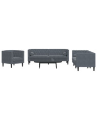 Ensemble de canapé Chesterfield et traversins 3 pcs gris foncé | Mobilier & Déco