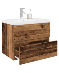 Meuble lavabo avec bassin et robinet intégrés vieux bois | Mobilier & Déco