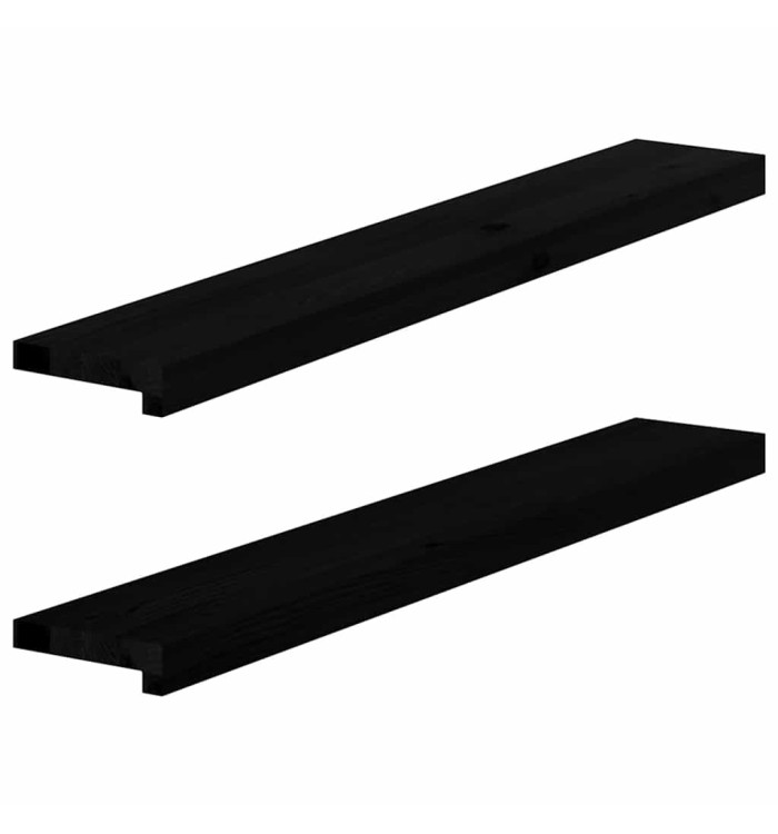 Appuis de fenêtre 2 pcs marron foncé bois de chêne massif | Mobilier & Déco