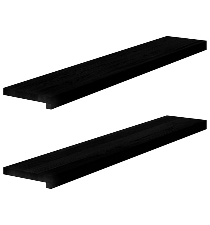 Appuis de fenêtre 2 pcs marron foncé bois de chêne massif | Mobilier & Déco