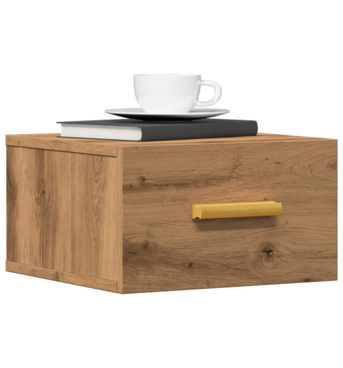 Table de chevet murale chêne artisanal 35x35x20 cm | Mobilier & Déco