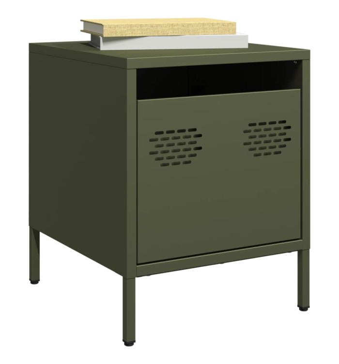 Tables de chevet 2 pcs vert olive 35x39x43,5 cm acier | Mobilier & Déco