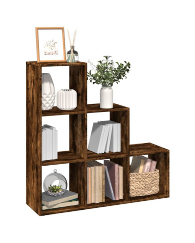 Étagère séparatrice de pièce à 3 niveaux chêne fumé 99x29x99 cm | Mobilier & Déco