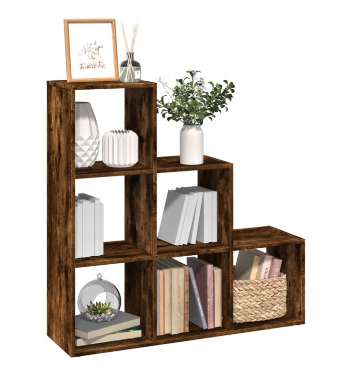 Étagère séparatrice de pièce à 3 niveaux chêne fumé 99x29x99 cm | Mobilier & Déco