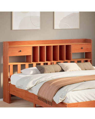 Tête de lit avec rangement cire marron 180cm bois massif de pin | Mobilier & Déco