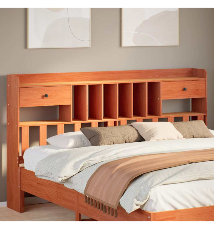 Tête de lit avec rangement cire marron 180cm bois massif de pin | Mobilier & Déco