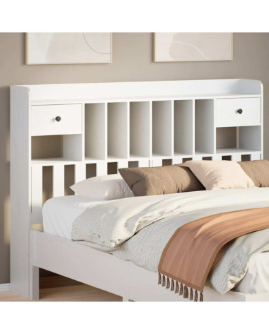 Tête de lit avec rangement blanc 140 cm bois massif de pin | Mobilier & Déco