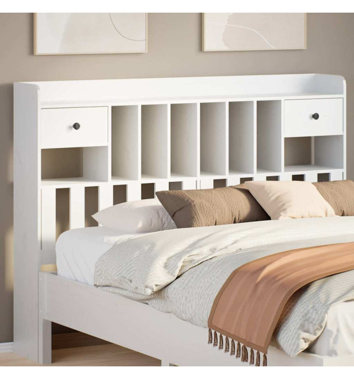 Tête de lit avec rangement blanc 140 cm bois massif de pin | Mobilier & Déco