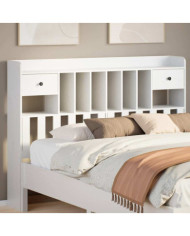Tête de lit avec rangement blanc 140 cm bois massif de pin | Mobilier & Déco