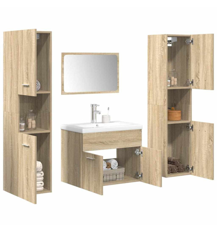 Ensemble de meubles de salle de bain 5 pcs chêne sonoma | Mobilier & Déco