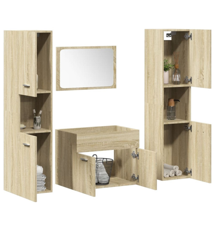Ensemble de meubles de salle de bain 4 pcs chêne sonoma | Mobilier & Déco