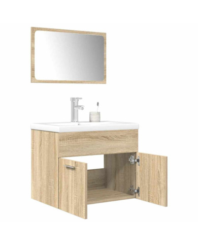 Ensemble de meubles de salle de bain 3 pcs chêne sonoma | Mobilier & Déco