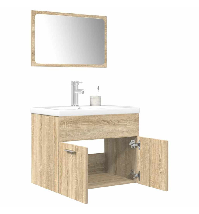 Ensemble de meubles de salle de bain 3 pcs chêne sonoma | Mobilier & Déco