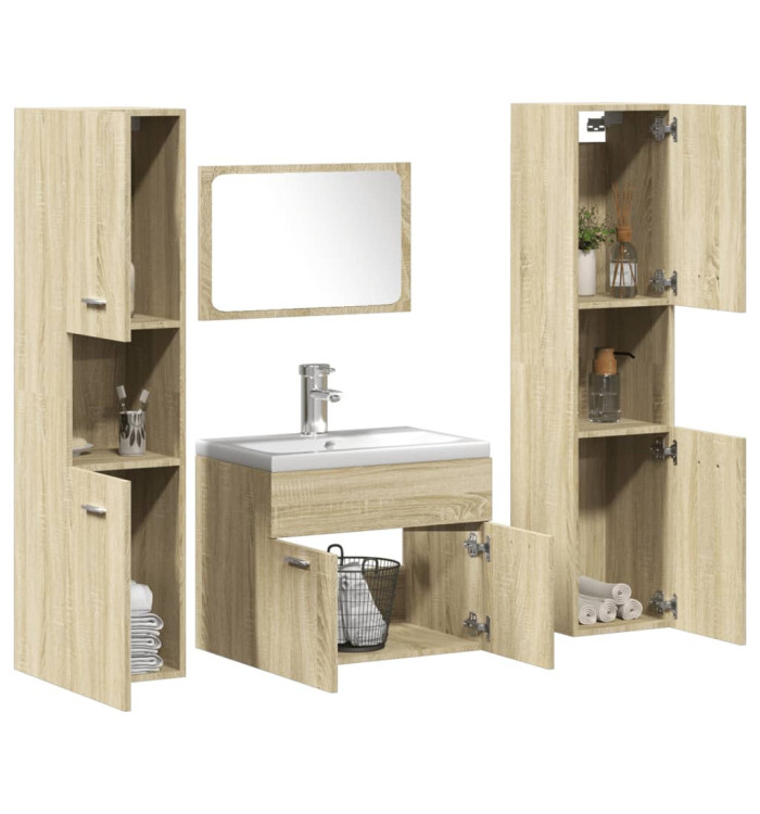 Ensemble de meubles de salle de bain 5 pcs chêne sonoma | Mobilier & Déco